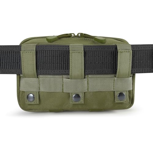 FRTKK Tactical Molle Admin Pouch Utility Laser Cut EDC Tool Pouch Bag Horizontal Modular Pouches Include US Flag Patch and Keychain - color: Army Green