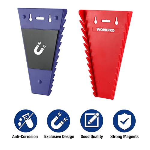 WORKPRO 4-Pack Magnetic Wrench Organizer, Holds 12 Wrenches Each - style: Magnetic Wrench Organizer(4PC)