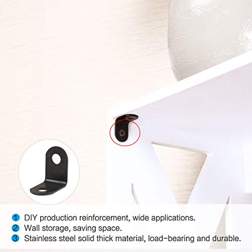 uxcell 60pcs Angle Bracket Metal 12x12mm Black Corner Brace Fastener L Shaped Right Angle Brackets Corner Protector Shelf Support with Screws for Furniture
