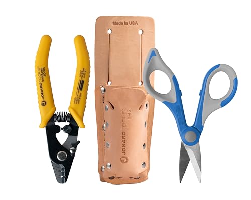 Jonard Tools TK-355 3 Hole Fiber Stripper & Kevlar Shears Scissor Kit, Leather Pouch - style: Fiber Stripper & Scissor Kit w/ Leather