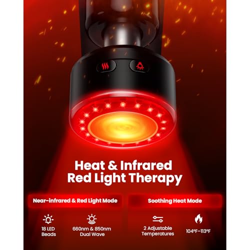 BOB AND BRAD D5 Ultra Heated Massage Gun with Red Light & Infrared Therapy, Deep Tissue Percussion Massage Gun with 13mm Amplitude, FSA-HSA Eligible, Ergonomic D-Handle for Muscle Recovery - color: Matte Black