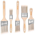DEKOPRO Paint Brushes, 5-Piece Paint Brush Set with Wood Handle, Flat & Angle Paint Brushes for Walls, Trim, Cabinets & Detail Work, Interior & Exterior, Furniture, Latex and Oil Paints, Stains