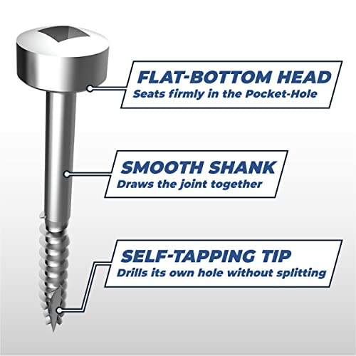 Kreg Zinc Pocket-Hole Screws - SPS-C1-500 - 1-Inch - Coarse Thread - Pan Head - Indoor - 500 Count | Zinc Pocket-hole Screws, Coarse Thread, Pan Head for Strong Indoor Woodworking Joints