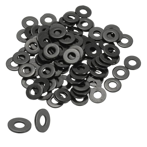 PATIKIL 6# Flat Washers 3/16" ID x 3/8" OD, 100 Pcs 304 Stainless Steel Metal Washers Black Electroplated Flat Gasket Spacer for Screws and Bolts, Black - size: 5/16 x3/8"ID x 11/16"OD