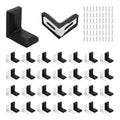 30PCS 90 Degree L Shape Metal Corner Brackets Black Plastic Cover Right Angle Brace for Shelf Cabinet Chair Furniture, 1.1x1.1x0.7 with Screws - size: Black