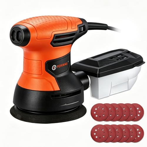 5-inch Orbital Sander, Random Orbit Sander With 6 Variable Speeds, 12pcs Sandpapers, Dust Collection For Woodworking And Sanding