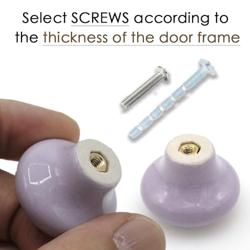 10-Pack Ceramic Cabinet Knobss Light Purple 32mm Round Drawer Pull - color: Purple