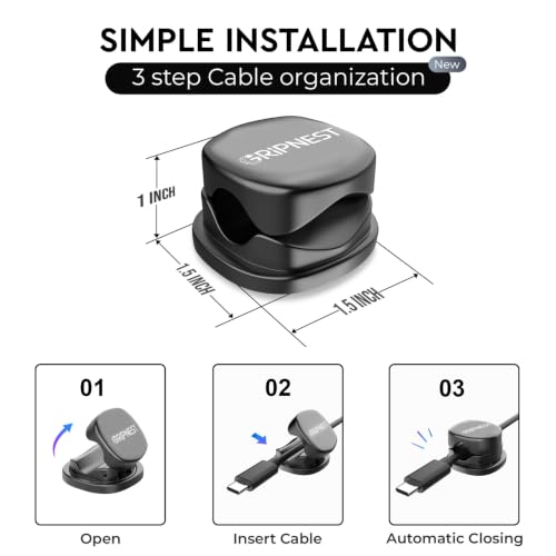 Cable Clips 8 Pack Rotatable Cord Organizer with Adhesive - size: Pack of 8
