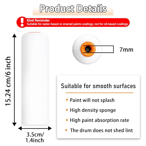 15 Pieces Paint Roller Cover, 6 inch Foam Roller Brushes - size: 6",15pcs