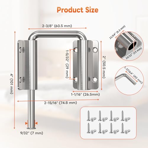 Upgraded Sliding Door Loop Lock, Gate Latches, Silver-2PCS - color: Silver-2PCS