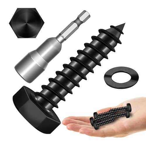 (20Sets) 1/4" x 1-1/4" Hex Head Lag Bolts, Heavy Duty Lag Screws with Washers, 304 Stainless Steel Bolts 18-8, Lag Screws Wood Screws, Fully Thread Black Oxide, 1/4 Bolt by Mywish - size: 1/4 x 1-1/4" (20 set)
