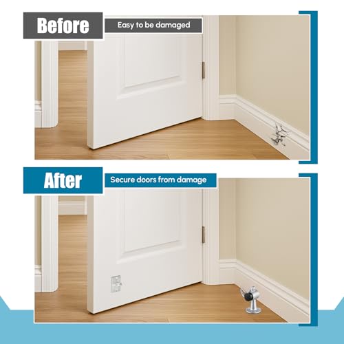 Yaocom 2 Pack Heavy Duty Floor Mounted Door Stop 3.5 Inch Aluminum Commercial Grade Door Stopper with Rubber Bumper & Stainless Steel Screws (Silver) - color: Silver