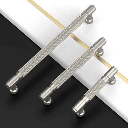 Asidrama 10 Pack 3 Inch(76mm) Brushed Satin Nickel Cabinet Pulls Knurled Kitchen Handles, Cabinet Pulls Kitchen Hardware for Cupboard Drawer Pull - color: Brushed Satin Nickel, size: 3" Hole Center, style: 10 Pack