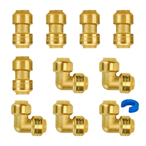 SUNGATOR Push-to-Connect Fitting 1/2 Inch, 5 Each Coupling & Elbow, 10-Pack - style: 5C+5E, 10 Pack