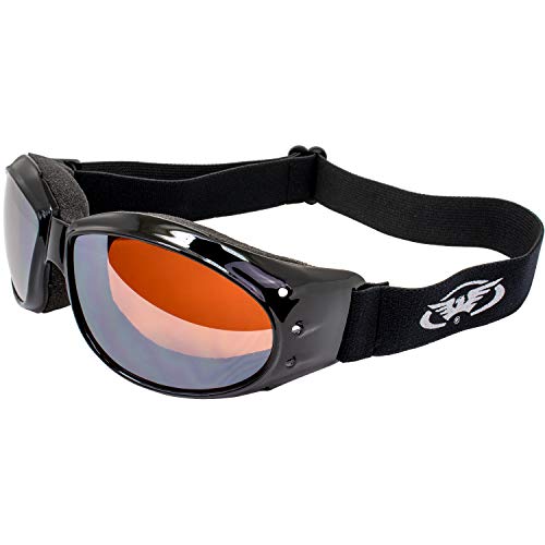 Global Vision Eliminator Dirt Bike Padded Motorcycle Riding Goggles for Men and Women (Black Frame/Smoke Lens) - color: Black Frame/Driving Mirror Lens