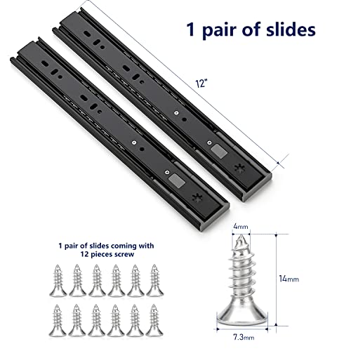 Ravinte Matte Black Soft Close Drawer Slides 12 Inch 1 Pairs 2 Pack - color: Black, size: 12 Inch