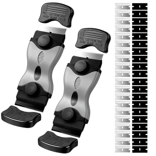 2 Pack Razor Scrapers + 40Pcs Extra Blades,Razor Blade Scraper Tool Kit