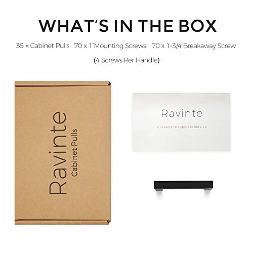 Ravinte Matte Black Cabinet Handles Square Pulls 3 Inch 3 Pack - size: 3-1/2 Inch (3 Inch Hole Center)