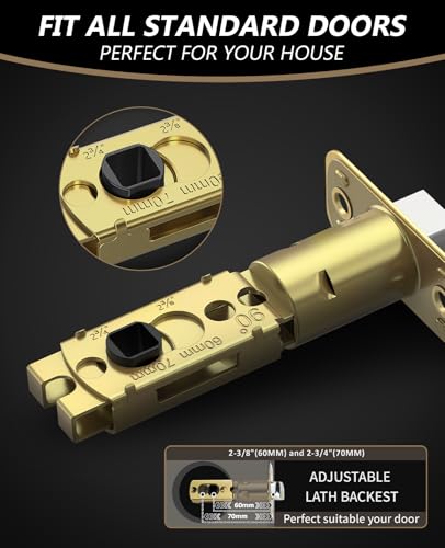 Amerdeco 10 Pack Brushed Gold Privacy Interior Door Handles - color: Brushed Gold