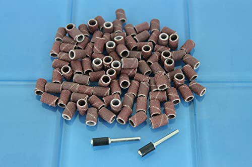 TEMO 100p 1/4" Grit 60 Coarse Sand Drum w 2p Mandrel for Dremel Rotary Tool - size: 1/4" #60