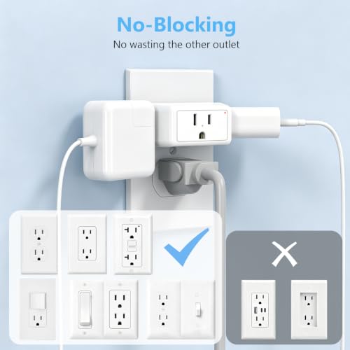 JcBlaon Multi Plug Outlet Extender, 3-Side Design Wall Plug Adapter, Plug Extender, 3 Plug wall adapterCruise Ship Essentials for Bathroom Kitchen Office Travel - color: 3 Prong Plug-1 Pack