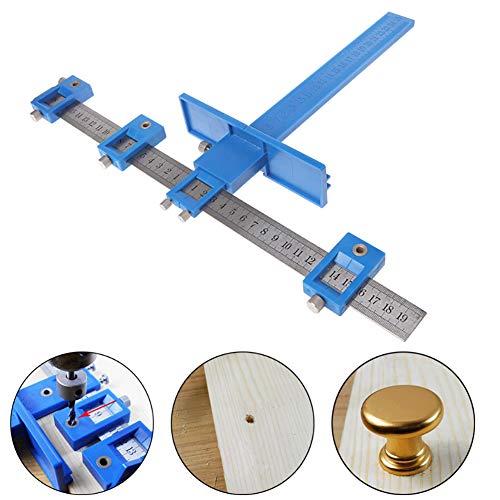 Joywayus Drill Punch Locator Cabinet Hardware Jig Template Woodworking Accurate Drilling Tool Father's Day Gift - color: Blue-abs