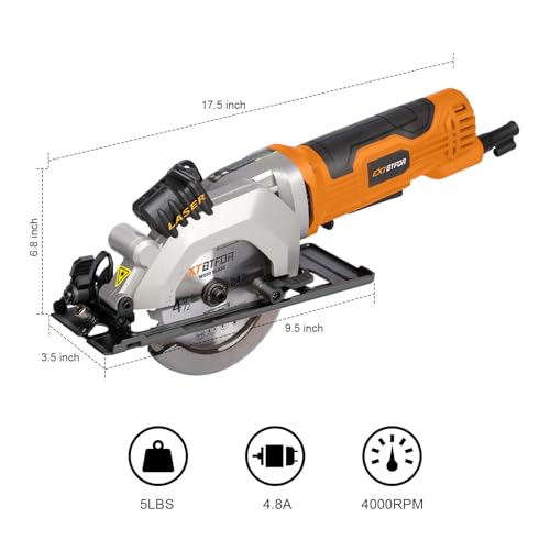 4.8A Power Circular Saw Corded,4000RPM Laser Guide 45° Max Angle - style: Corded circular saw
