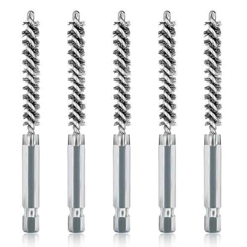 5Pcs 5/16" Stainless Steel Wire Bore Brush for Power Drill Cleaning - size: 8mm | 5/16"
