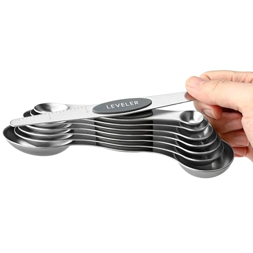 Spring Chef Stainless Steel Magnetic Measuring Spoons Set of 8, Gray - color: Gray, size: 1-Pack