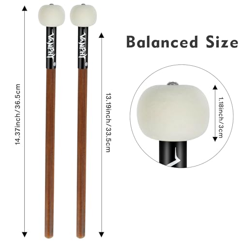 Timpani Mallet Wool Felt Drum Mallets Maple Handle - size: Felt Mallets