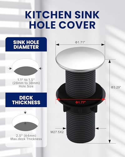 Kitchen Sink Hole Cover, Silver Faucet Hole Cover - color: Silver