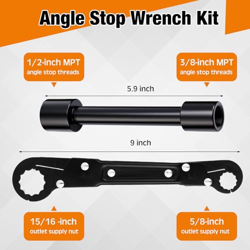4 Pcs Angle Stop Wrench Kit Plumbing Tool, Olive Ring Removal Tool with Diameter of 1/2", 3/4", Compression Sleeve Puller for 1/2" Compression Fitting, Install Angle Stop Nut(Olive,Black) - size: Black, style: Olive