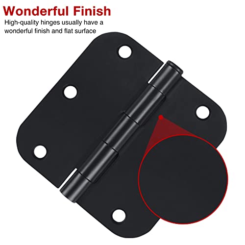 TDCHINGES 3 1/2" Matte Black Door Hinges 3.5" Rounded Flat 5/8" 42 Pack - color: Matte Black, size: 42 Pack