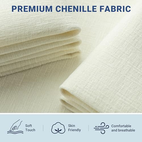 Allewie Full Size Chenille Lift Up Hydraulic Storage Bed Frame Cream White - color: Cream White, size: Full, style: Modern