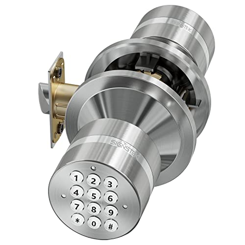 Keyless Entry Door Lock, Door Knob with Keypad, Smart Code Door Lock, Mute Mode, Passage Function, Easy to Install, Satin Nickel - size: Satin Nickel 1 Pack