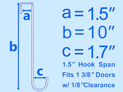 Single Long Over Door Steel Hooks 4 Pack Fit 1-3/8" Door 10" White - size: 10"Length