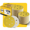 100PCS 6 Inch 180 Grit 150mm 6 Hole Sanding Discs Sandpaper - Premium Gold Round Hook and Loop for Random Orbital Sander - Ideal for Wood, Metal, Automotive - style: 180 Grit - 100 Pack