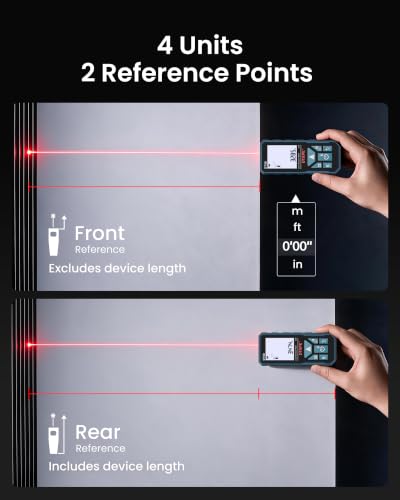 Laser Measure, DTAPE High-Accuracy Laser Measuring Tool, 2" Backlit LCD Display Laser Tape Measure, Ft/in/Ft+in/M Electronic Tape Measure, Distance/Area/Volume/Indirect Laser Range Finder