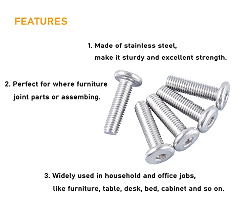10pcs M6 x 90mm Rivet Countersunk Socket Cap Allen Bolts Rivet Screws Furniture Connecting 304 Stainless Steel - size: 10pcs M6 x 90mm