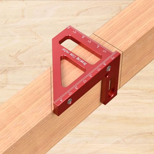 Aleric Imperial 3D Multi Angle Measuring Ruler, High Precision 45/90 Degree Woodworking Tools Aluminum Alloy Miter Triangle Ruler Measuring Tools for Engineer Carpenters
