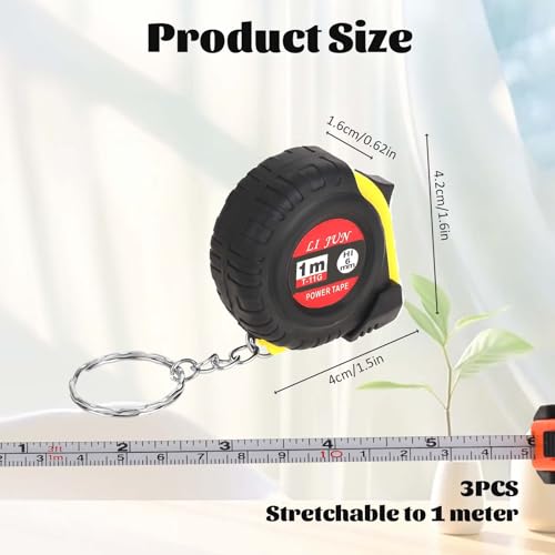 3 Pcs Small Measuring Tape Kids Measuring Tape 3Ft Retractable Pocket Measurement Tapes Metric/Inch Keychain Tapes Measure Easy Read