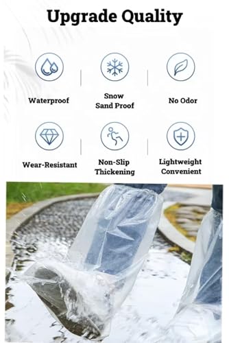 16 PCS Shoe Covers Disposable Non Slip,Thickened Waterproof Shoes Covers,19 inch Tall,Long Plastic Waterproof Shoes and Boots for Rain Covers Thicken Shoe Protector for Men and Women (8 Pairs,Clear) - color: Clear