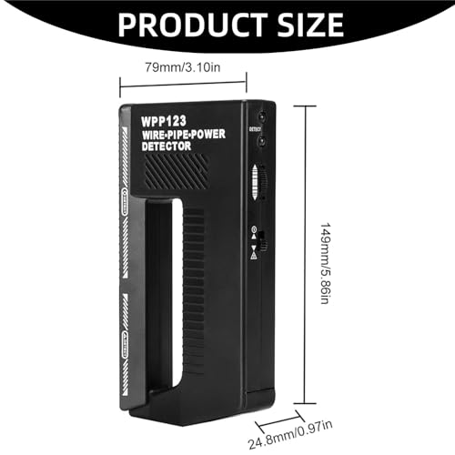 WPP123 High Sensitivity in-Wall Detector, Metal Detector, Wire Detector, Adjustable Alarm, Multi-Functional Scanner, Suitable for Adults, Durable Plastic Body, Black