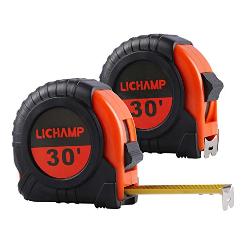 LICHAMP Tape Measure 30-Foot, 2 Pack Bulk Easy Read Measuring Tape Retractable Metric/Fractional, Measurement Tapes 29.5FT/9M by 1-Inch | Measurement Tapes, 29.5FT/9M, 1-Inch