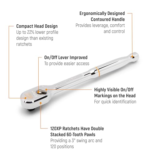 GEARWRENCH 4 Piece 1/4", 3/8" & 1/2" Drive 120XP Flex Ratchet Set | 81230XP - style: Flex Head