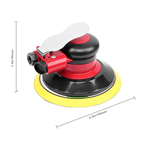 Professional Air Random Orbital Palm Sander, Heavy Duty Dual Action Pneumatic Sander with 1pc Backing Plate (6 inch) - size: 6 inch