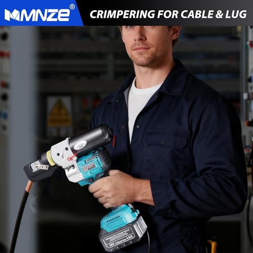 Electric Hydraulic Cable Lug Crimping Tool Auto-Oil-Return 6 Ton Hydraulic Electrical Wire Terminal Cable Lugs Crimper Rechargeable Crimping Tool Kits with 8 Dies, 12 AWG to 2/0 AWG