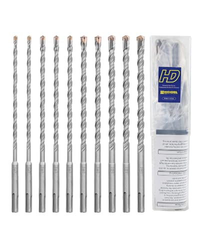 HIGHDRIL Concrete Drill Bit Set - 10Pcs 3/16" X2, 1/4" X3, 5/16" X2, 3/8" X2, 1/2" (8-inch Length) Carbide Masonry Drill Bit Kit, Hammer Drill Bits for Concrete, Brick, Stone, Granite - size: Kit 2