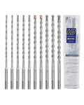 HIGHDRIL Concrete Drill Bit Set - 10Pcs 3/16" X2, 1/4" X3, 5/16" X2, 3/8" X2, 1/2" (8-inch Length) Carbide Masonry Drill Bit Kit, Hammer Drill Bits for Concrete, Brick, Stone, Granite - size: Kit 2
