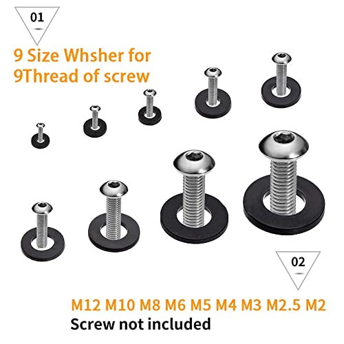800Pcs Nylon Flat Washer Assortment Set, Washers Metric Sealing Spacer Gasket Ring Washers Set, 9 Sizes - M2, M2.5, M3, M4, M5, M6, M8, M10, M12(Black) - size: 800black